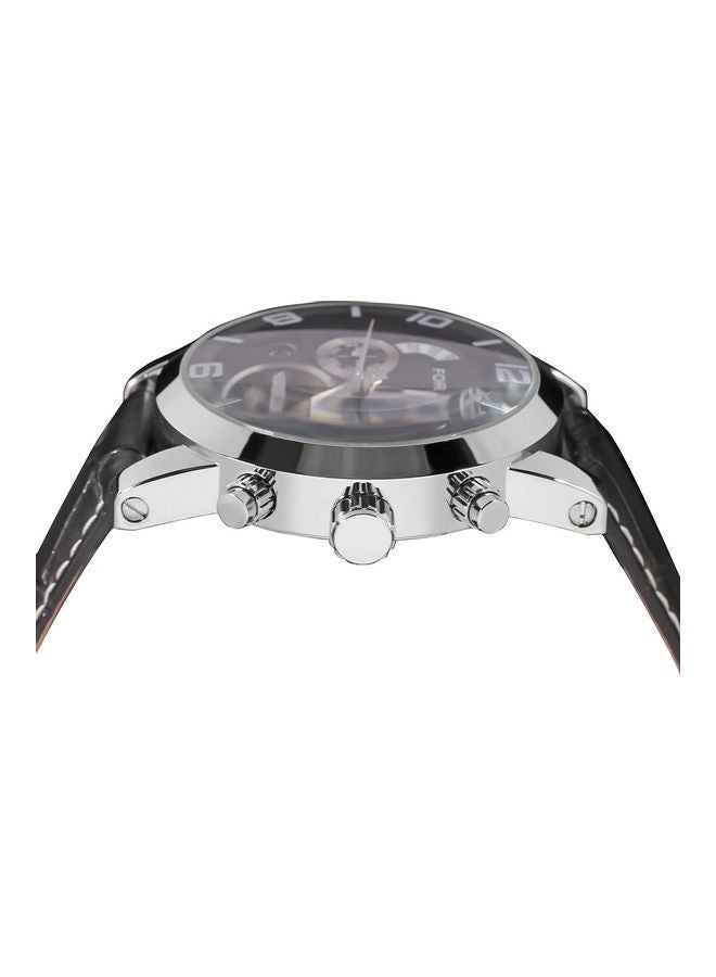Forsining Fusini belt waterproof mechanical movement watch silver case black  - Image 5