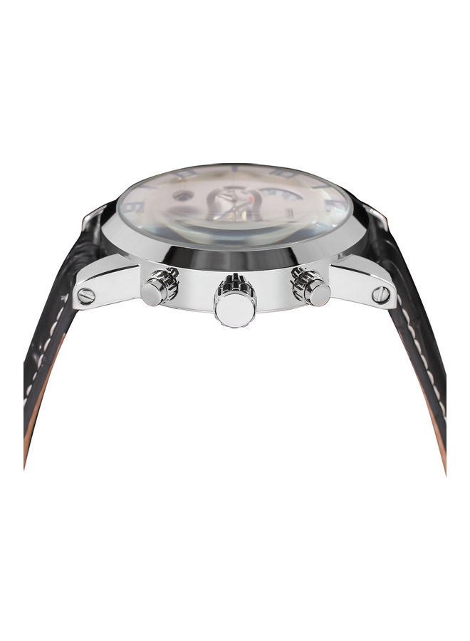 Forsining Fusini belt waterproof mechanical movement watch silver shell white  - Image 4