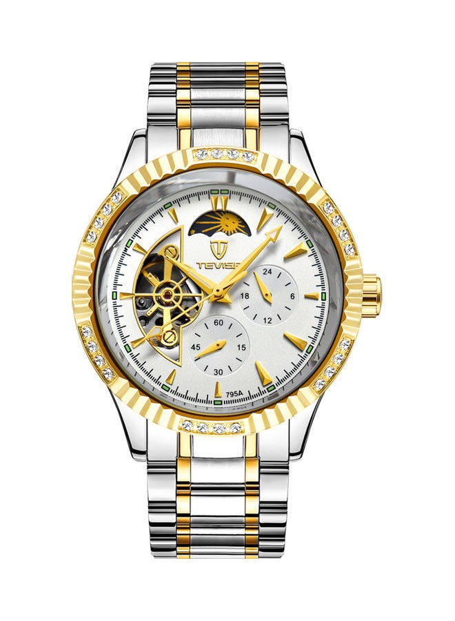 Generic - 629F TEVISE men's mechanical watch room gold white - Image 1