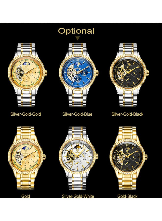 Generic - 629F TEVISE men's mechanical watch room gold white - Image 1
