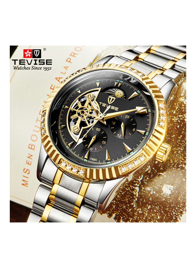 Generic - 629F TEVISE men's mechanical watch room gold white - Image 1