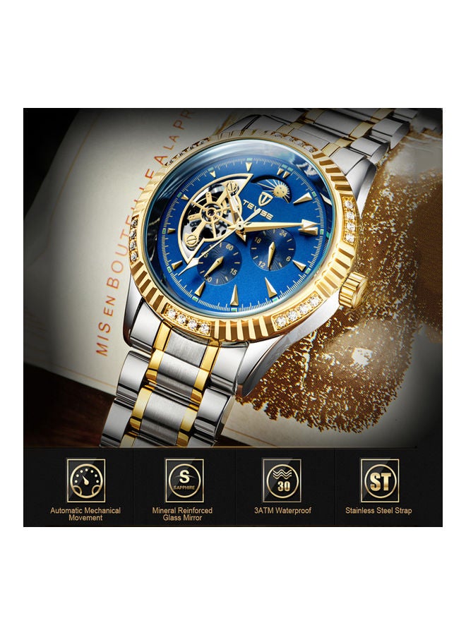 Generic - 629F TEVISE men's mechanical watch room gold white - Image 1