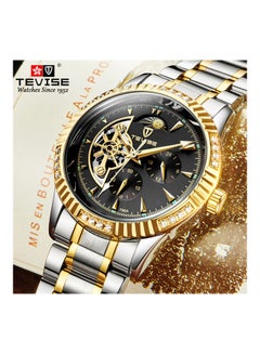 Generic 629F TEVISE men's mechanical watch room gold black  - Image 4