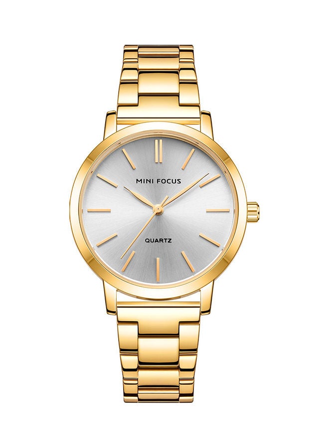 Girls' MINI FOCUS Lady watch gold case white face gold steel belt  - Image 1