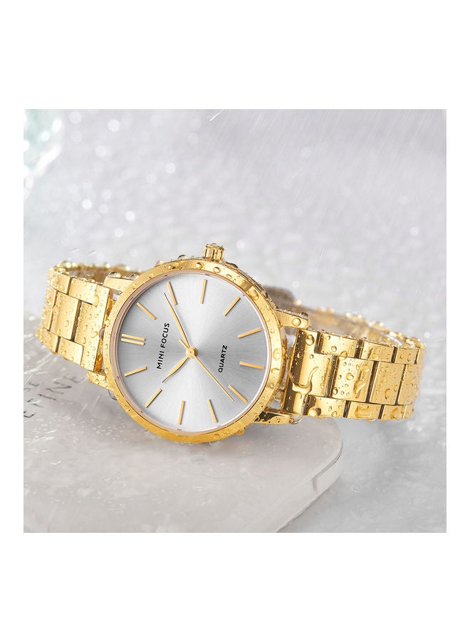 Girls' MINI FOCUS Lady watch gold case white face gold steel belt  - Image 2