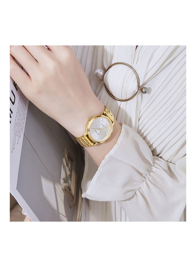 Girls' MINI FOCUS Lady watch gold case white face gold steel belt  - Image 3