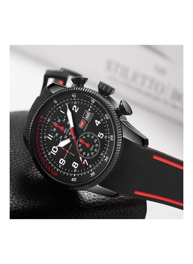 Men's MINI FOCUS men's watch black face red edge black silicone belt - Image 2