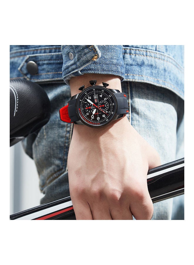 Men's MINI FOCUS men's watch black face red edge black silicone belt - Image 5
