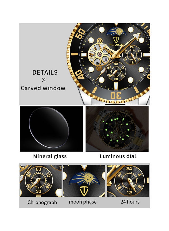 Generic - TEVISE mechanical men's watch gold black - Image 1