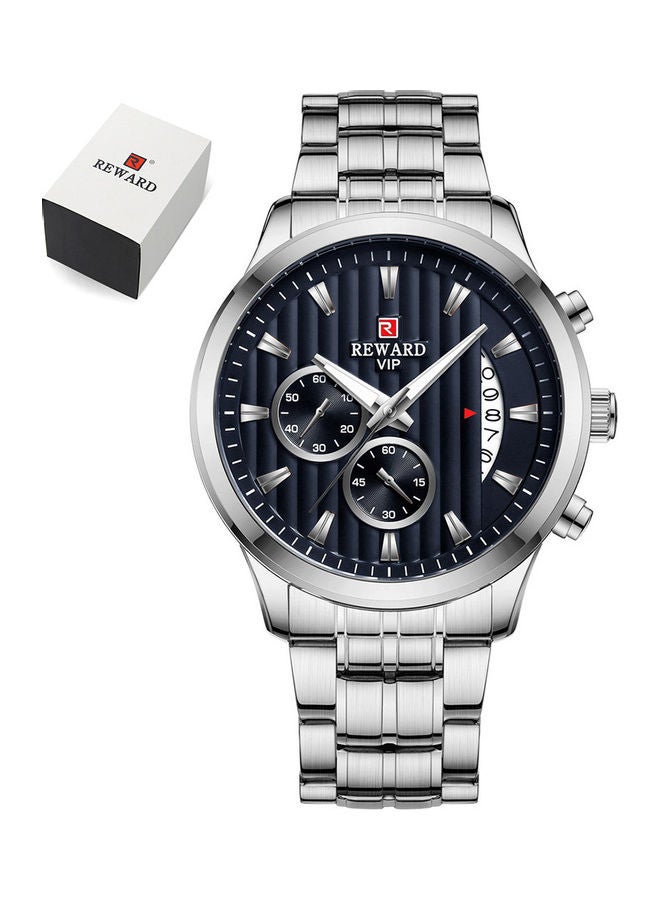 REWARD - Man's watch - Silver case, blue face, silver belt - Image 1