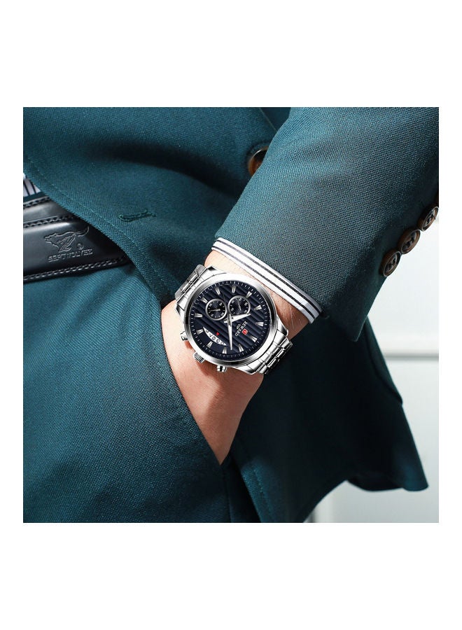 REWARD - Man's watch - Silver case, blue face, silver belt - Image 2
