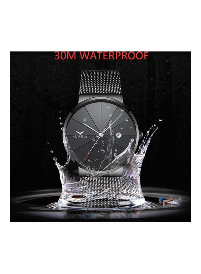 Men's ONOLA 38 fashion mesh belt waterproof men's watch silver - Image 2
