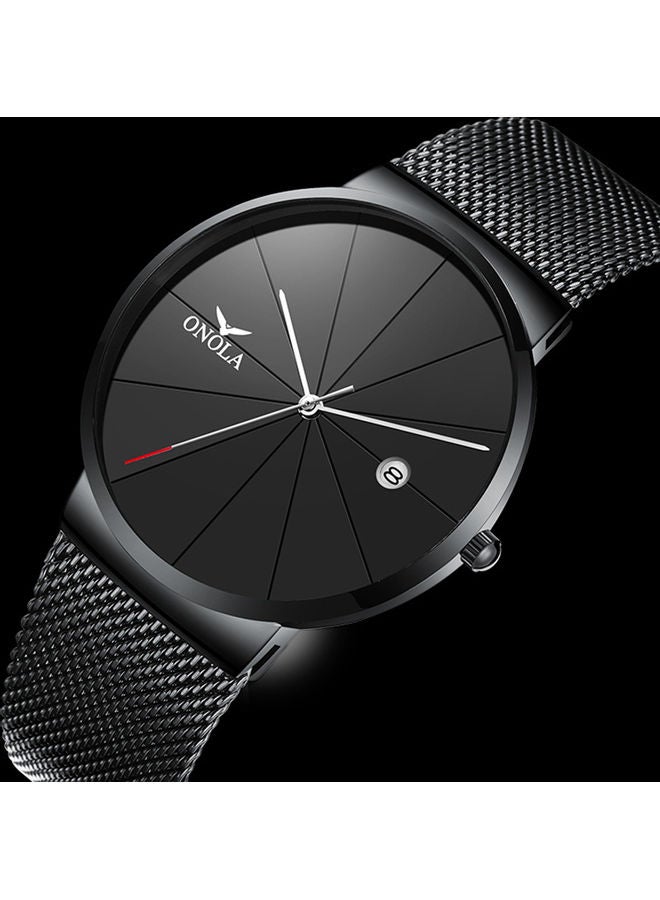 Men's ONOLA 38 fashion mesh belt waterproof men's watch silver - Image 5