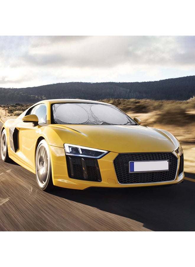 ماركة غير محددة غطاء واق من الشمس و الرياح لزجاج السيارة الأمامي للسيارات والشاحناتSUV Van Auto ، مقاس 150x70 سم غطاء شاشة حاجب عاكس للسيارة  - Image 4