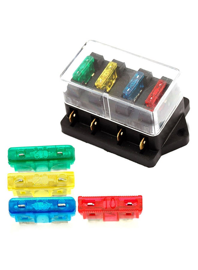 12V/24V Car Vehicle Van Circuit Standard ATO 4 Blade Fuse Box Block Holder+Fuse - Image 2