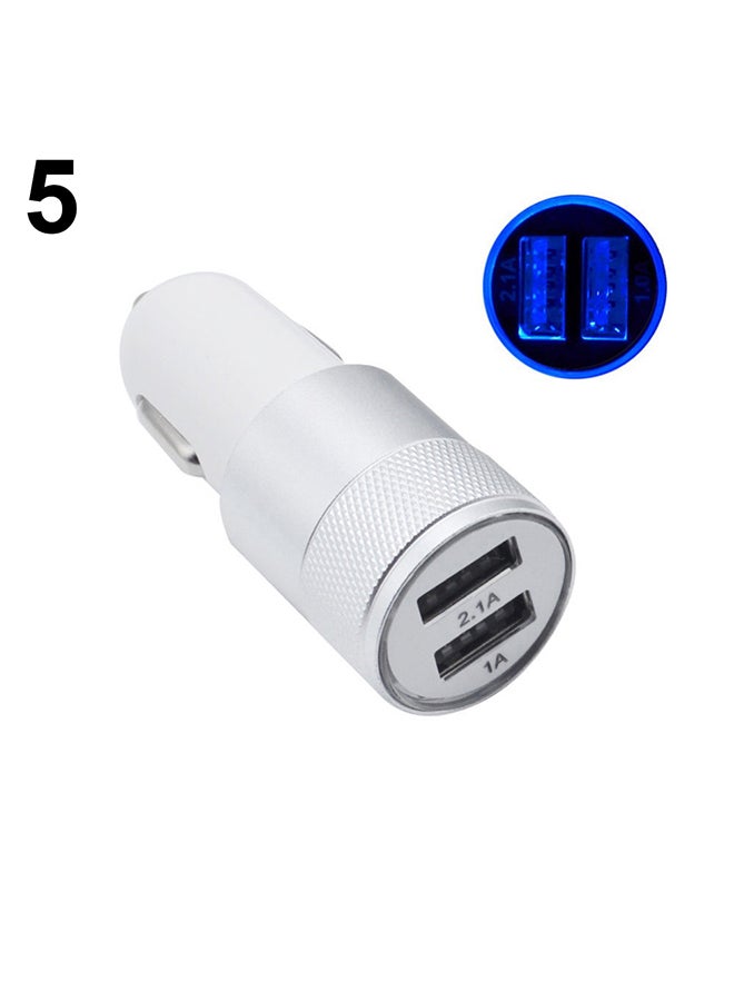 محول شاحن سيارة سريع بمنفذ USB مزدوج بجهد 5 فولت وشدة تيار 2.1 أمبير لأجهزة آيفون وتابلت سامسونج جالاكسي.
