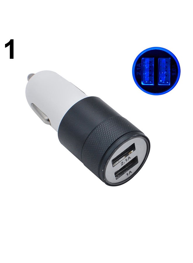محول شاحن سيارة سريع بمنفذ USB مزدوج بجهد 5 فولت وشدة تيار 2.1 أمبير لأجهزة تابلت آيفون وسامسونج جالاكسي