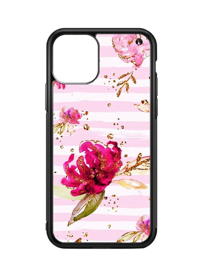 Protective Case Cover For Apple iPhone 11 Flowers (Black Bumper)
