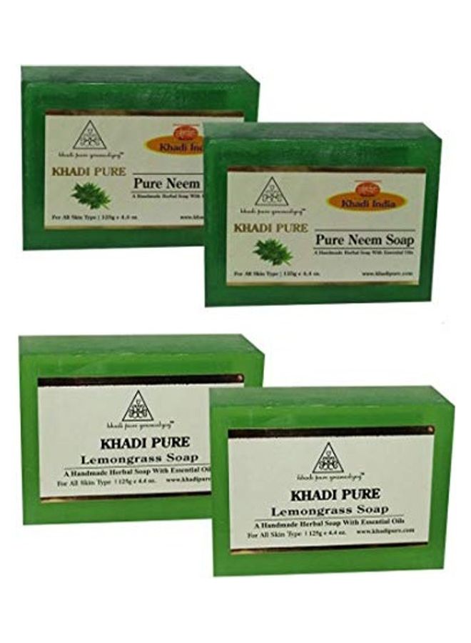 خادي بيور مجموعة صابون بعشبة الليمون والنيم من 4 قطع 4x125جرام