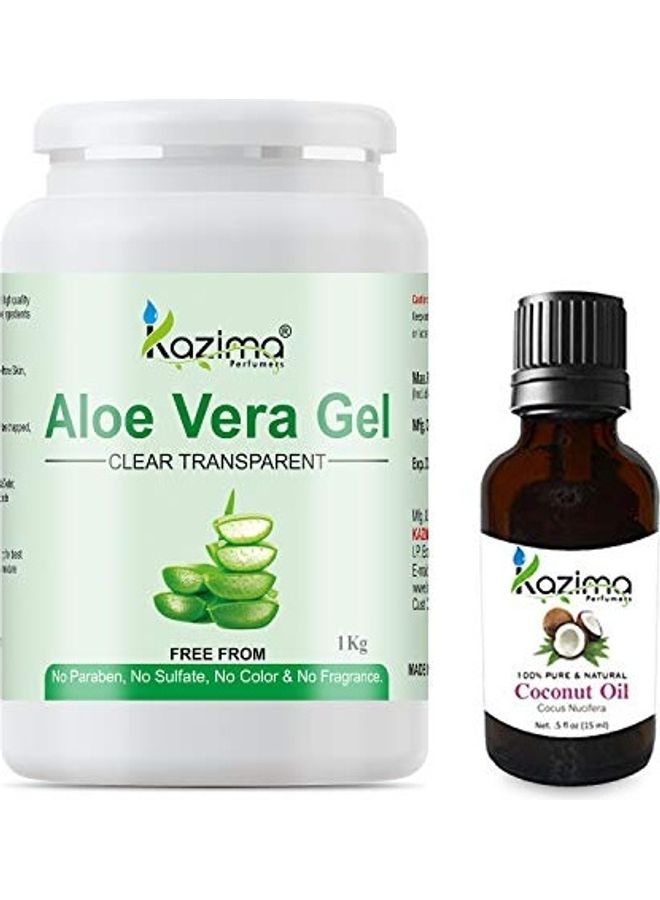 KAZIMA Combo Pack Of Aloe Vera Gel Raw And Coconut Oil 15ml - Image 1