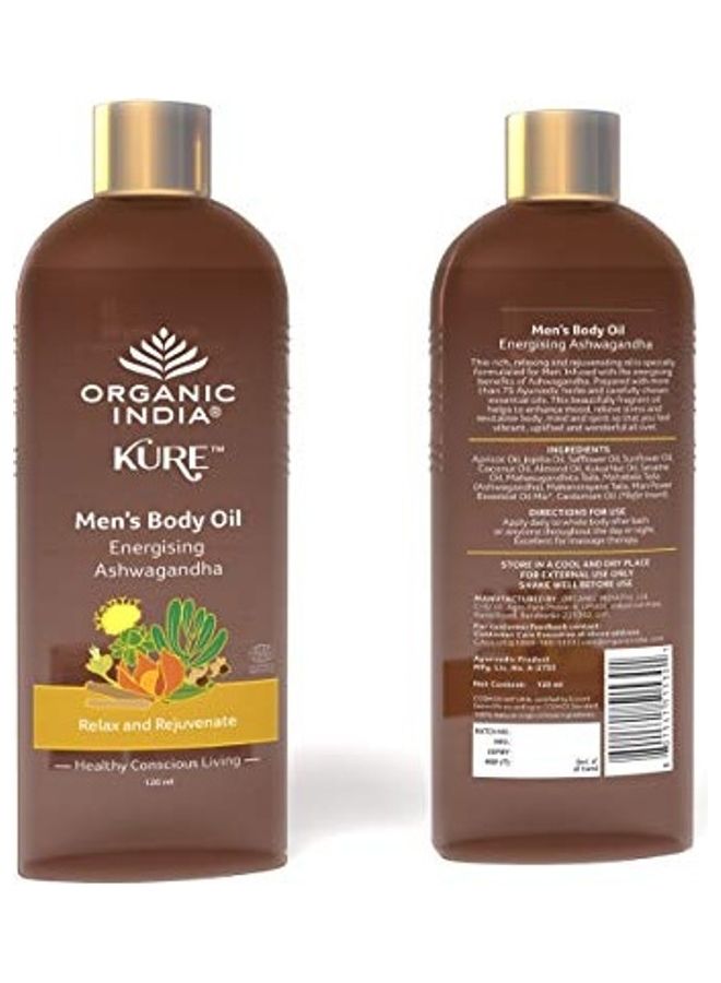 Organic India - Men's Body Oil Energising Ashwagandha, 120 ml 120ml - Image 1
