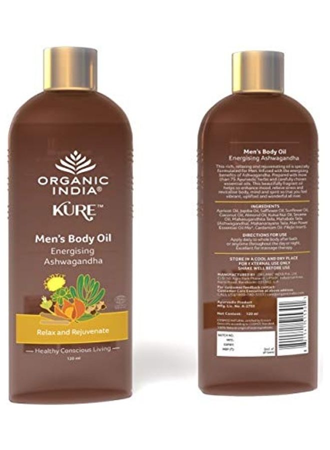Organic India - Men's Body Oil Energising Ashwagandha, 120 ml 120ml - Image 1