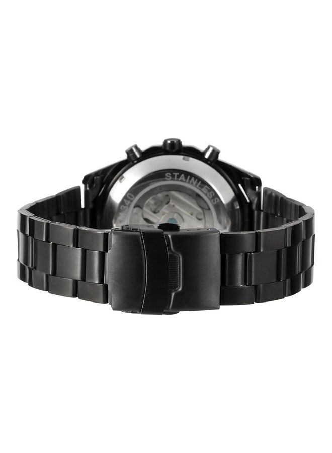 Generic 340 Forsining Fusini waterproof stainless steel with mechanical movement male watch black belt black disc  - Image 2