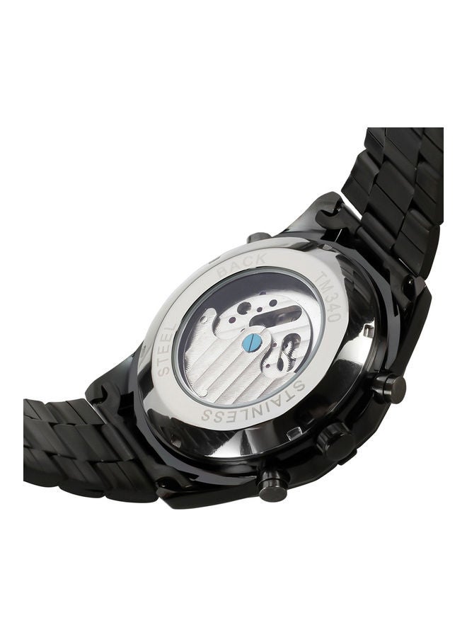 Generic 340 Forsining Fusini waterproof stainless steel with mechanical movement male watch black belt black disc  - Image 3