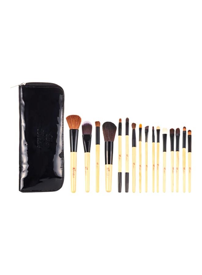 De Bela 18 15-Piece Brush Set With Pouch Beige/Black - Image 1
