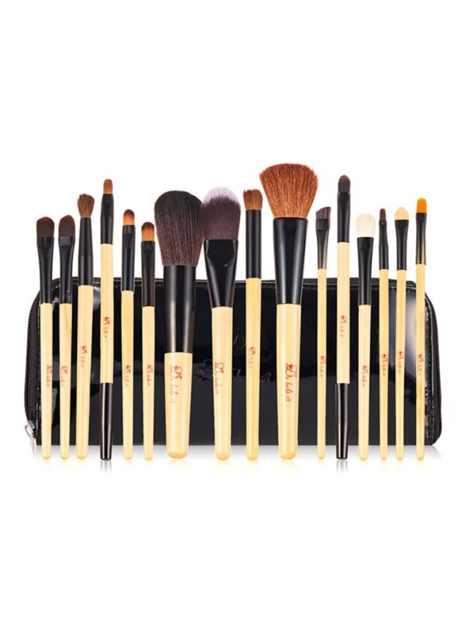 De Bela 18 15-Piece Brush Set With Pouch Beige/Black - Image 2