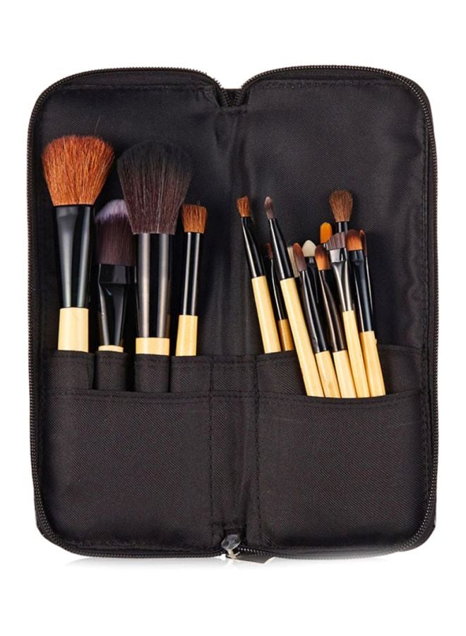 De Bela 18 15-Piece Brush Set With Pouch Beige/Black - Image 3