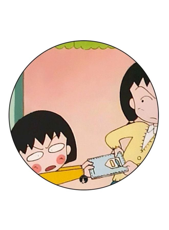 لوحة ماوس مطبوع عليها شخصية الأنمي تشيبي ماروكو تشان وردي/ أسود/ أصفر