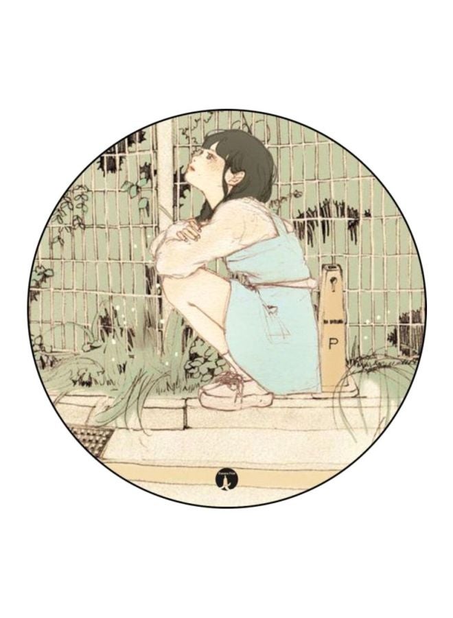 BP Girl Printed Round Mousepad Beige/Blue/Green