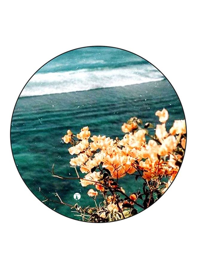 Floral Printed Round Mousepad Blue/White/Orange