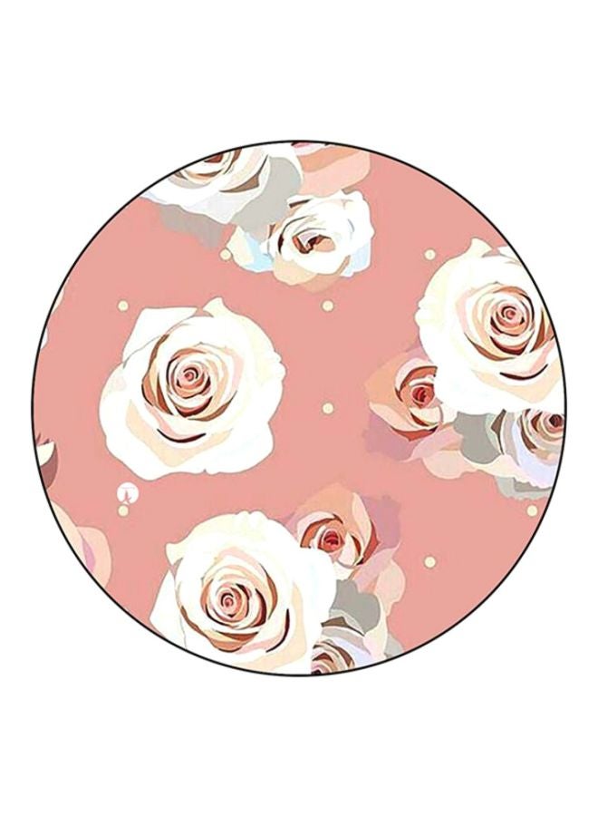 BP Flowers Printed Round Mousepad Pink/White/Grey