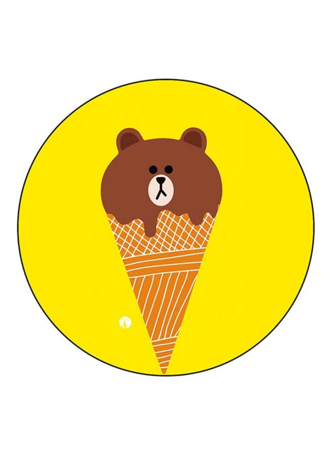 BP A Bear Printed Round Mousepad Yellow/Brown