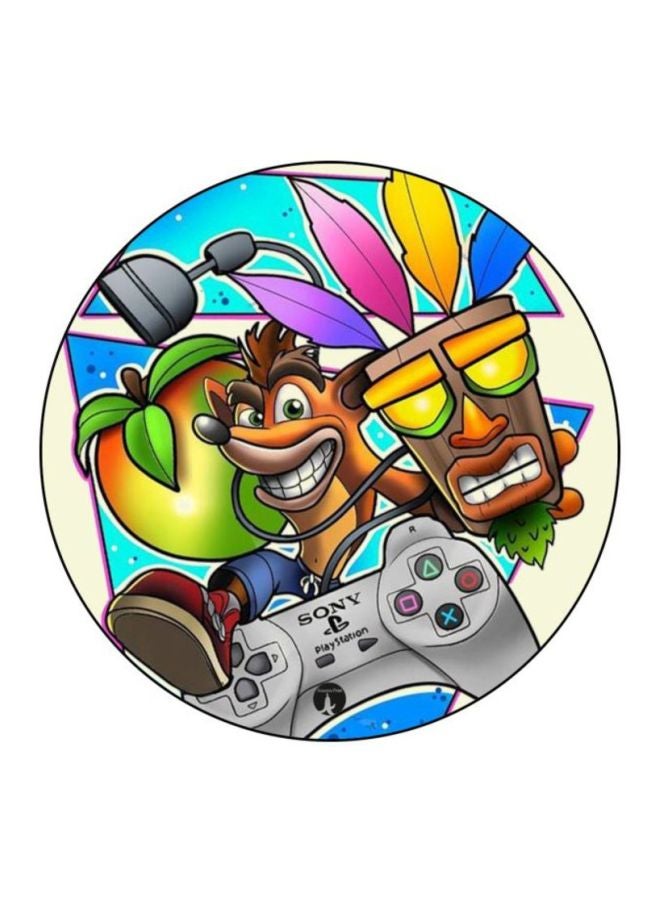 لوحة ماوس دائرية بطبعة من لعبة "Crash" متعدد الألوان