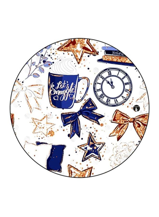 BP Printed Round Mousepad White/Brown/Blue