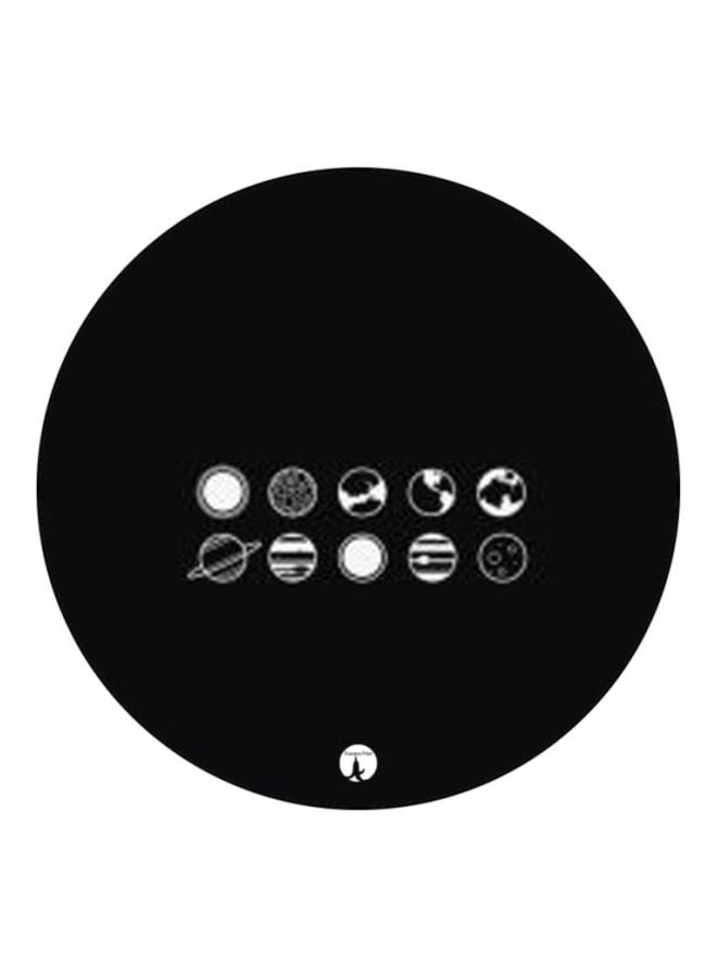 لوحة ماوس دائرية بطبعة كواكب أسود/ أبيض