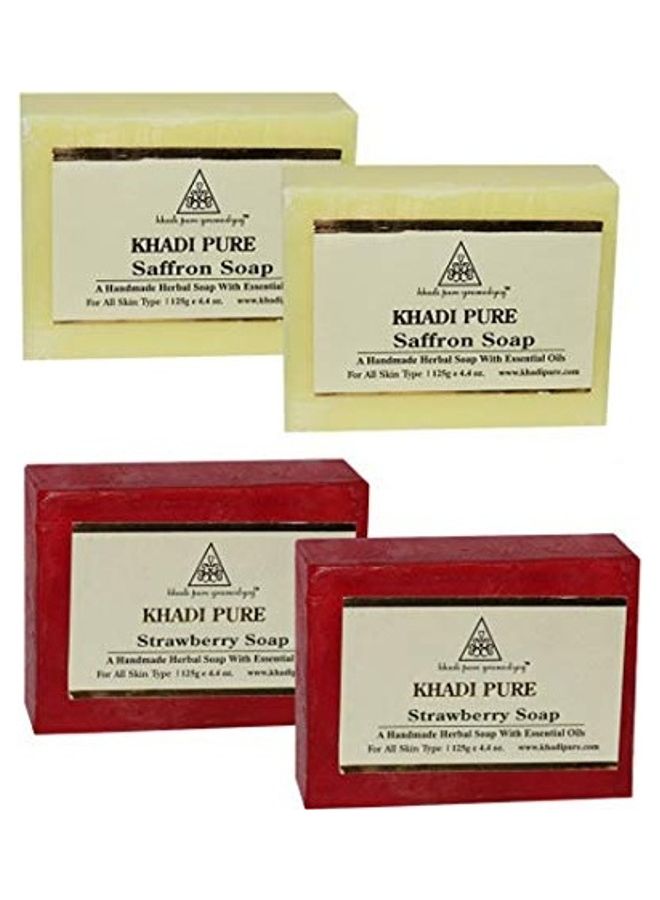 خادي بيور طقم ألواح صابون بالزعفران والفراولة من 4 قطع 125جرام