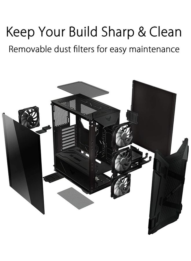 ASUS - TUF Gaming GT301 Mid-Tower Compact Case for ATX Motherboards With Honeycomb Front Panel, 120mm Aura Addressable RBG Fans, Headphone Hanger, and 360mm Radiator Support, 2 x USB 3.2 - Image 1