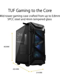 أسوس صندوق حاسوب TUF جيمنج GT301 ميد تاور للوحات الأم ATX مع لوحة أمامية على شكل خلية نحل ومراوح RBG قابلة للعنونة مقاس 120 مم، وعلاقة سماعة رأس، ودعم الرادياتير مقاس 360 مم، ومنفذي USB 3.2  - Image 2