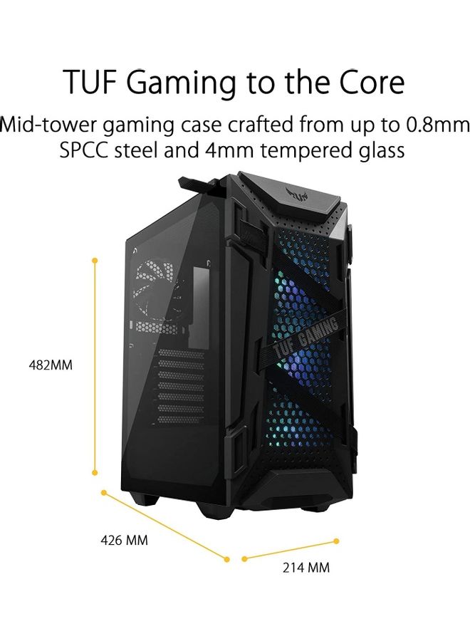 ASUS - TUF Gaming GT301 Mid-Tower Compact Case for ATX Motherboards With Honeycomb Front Panel, 120mm Aura Addressable RBG Fans, Headphone Hanger, and 360mm Radiator Support, 2 x USB 3.2 - Image 1