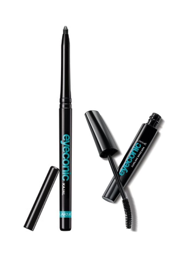 LAKME Pack Of 2 Eyeconic Kajal, 0.35g and Curling Mascara, 9ml black - Image 1
