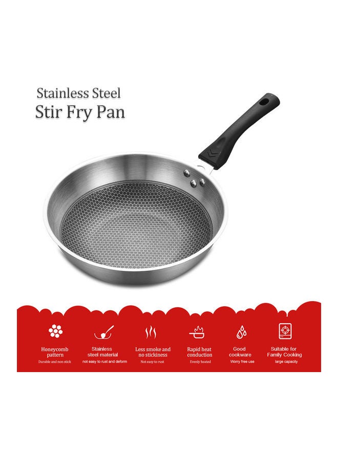 مقلاة تقليب من الستانلس ستيل مزودة بمقبض فضي 30x9x30سم - Image 1