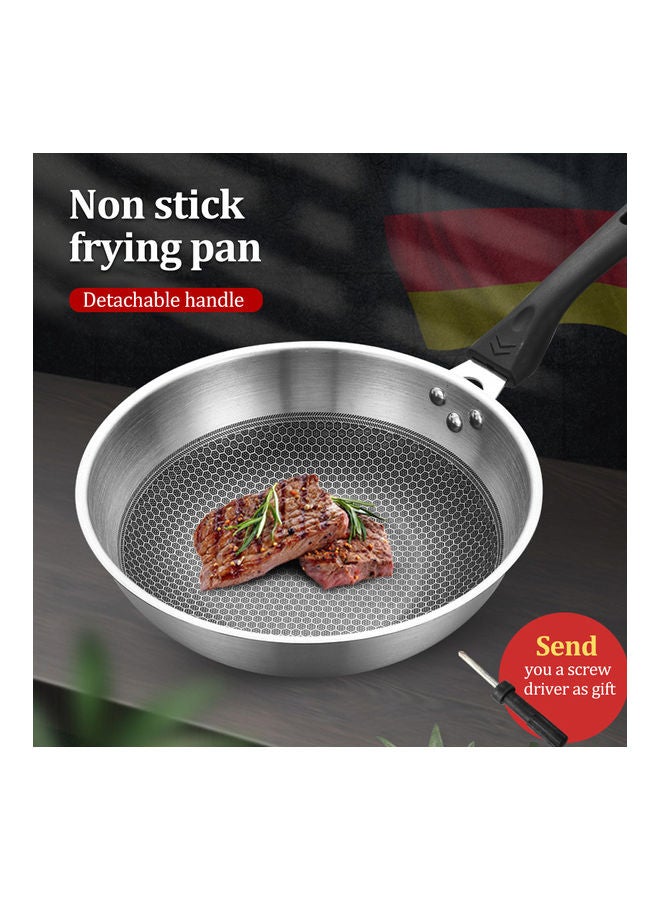 مقلاة تقليب من الستانلس ستيل مزودة بمقبض فضي 30x9x30سم - Image 3