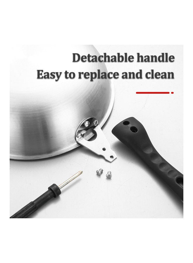 مقلاة تقليب من الستانلس ستيل مزودة بمقبض فضي 30x9x30سم - Image 5