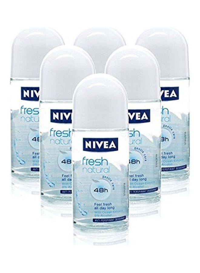 Nivea 6-Piece Natural Deodorant 48h Anti-Perspirant Roll on 50ml - Image 1