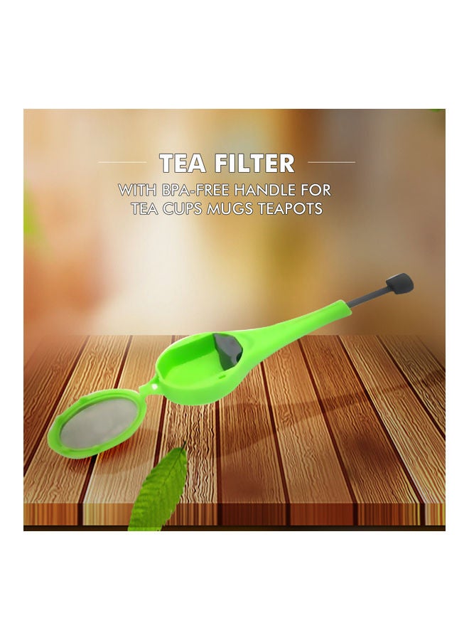 Extra Fine Mesh Squeeze Tea Strainer Filter with BPA-Free PP Handle Green 18x2x4cm