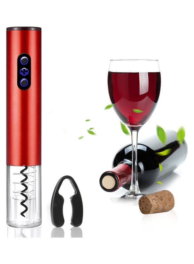 Automatic Electric Wine Bottle Corkscrew Opener with Foil Cutter Red 27x7x7cm  - Image 1